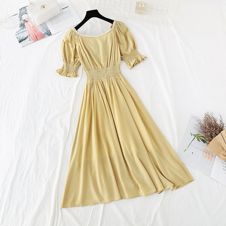 Jupe rétro française à manches bouffantes de nouveau style avec taille fine 4218