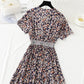 Jupe de vacances à fleurs cassées, taille fine et jupe longue à large ourlet 4246