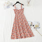 Gentle wind suspender dress French retro floral  4129