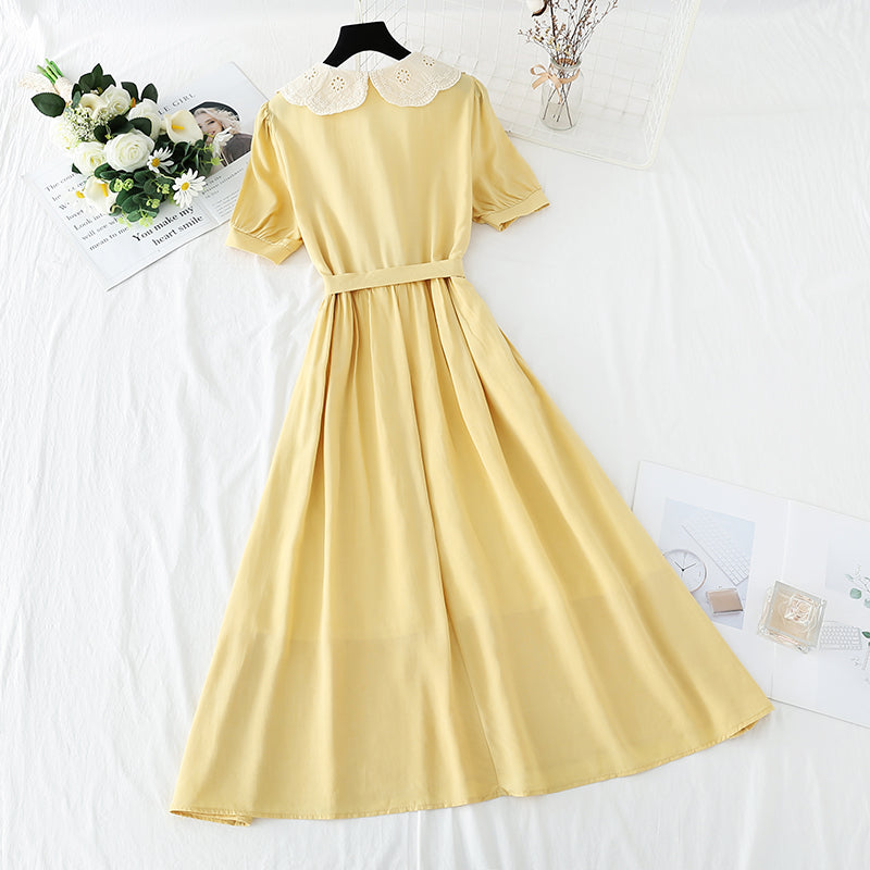 Robe en coton et lin Jupe longue fée rétro française Jupe Platycodon grandiflorum 4227
