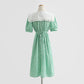 Robe fleurie en coton et lin à col poupée rétro française 4290