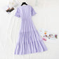 Robe de fée violette à col carré style rétro français 4169