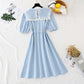 Robe en coton et lin à col poupée en dentelle 4140