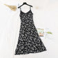 Robe à bretelles en mousseline de soie à fleurs et jupe à volants en queue de poisson 4117