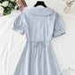 Robe rétro à col en V, taille fine, pause thé 4265