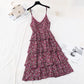 Robe à bretelles fleurie à taille fine 4112