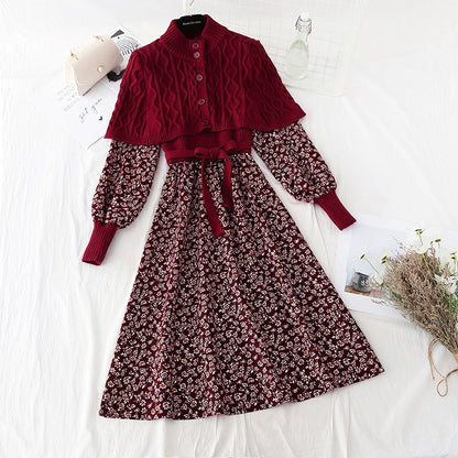 Robe en maille piquée en velours côtelé 4076