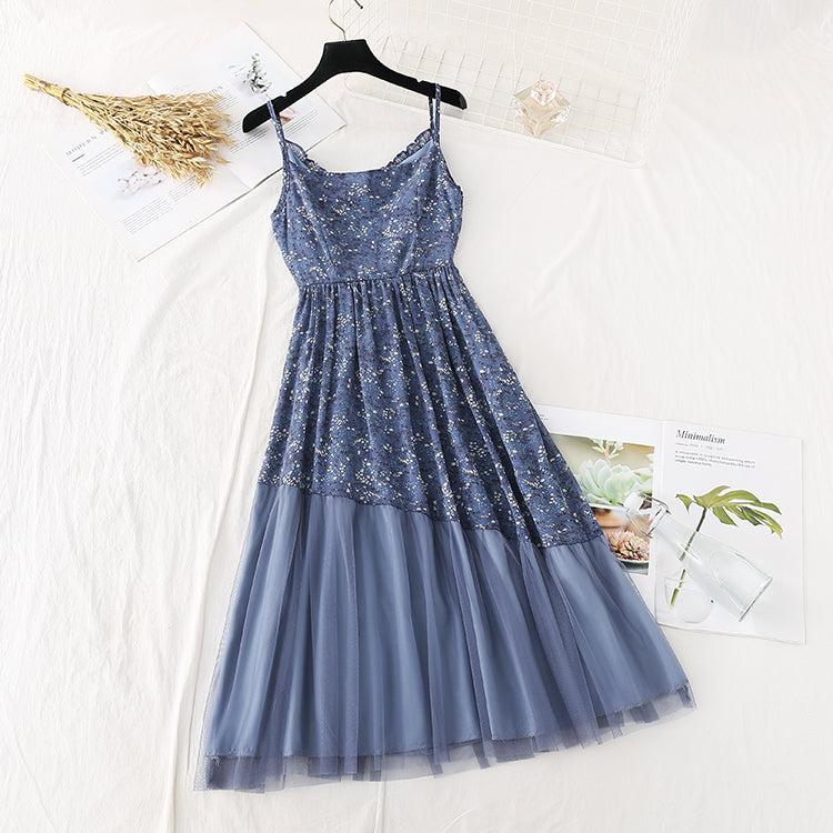 Jupe en mousseline de soie à motif floral vintage avec taille fine 4115