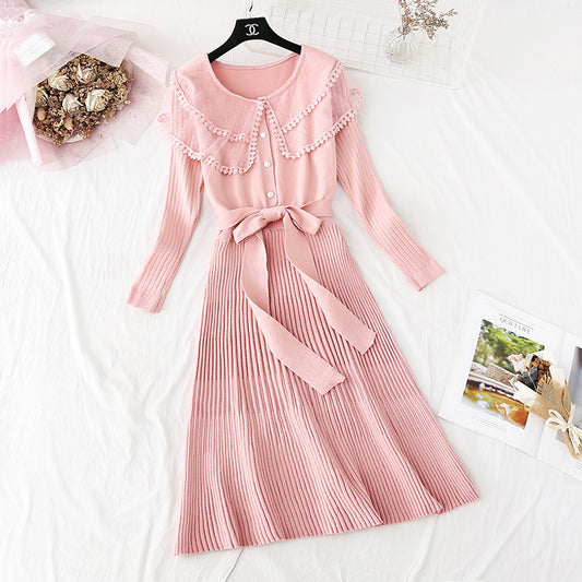 Long sweater over the knee sweet bottoming temperament long skirt  3992