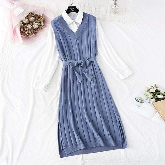 Shirt long woolen skirt over knee suit skirt  3998