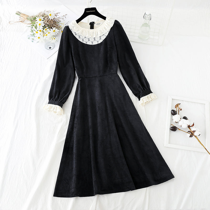 Jupe noire rétro taille haute fine style Hepburn 4052