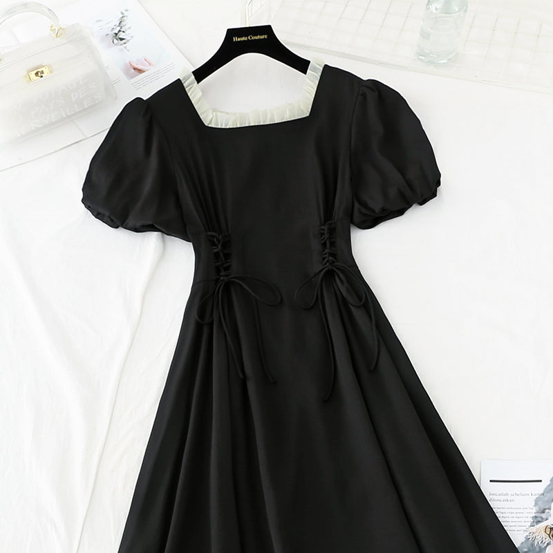 Nouvelle jupe de fée slim taille haute rétro française à col carré 4226