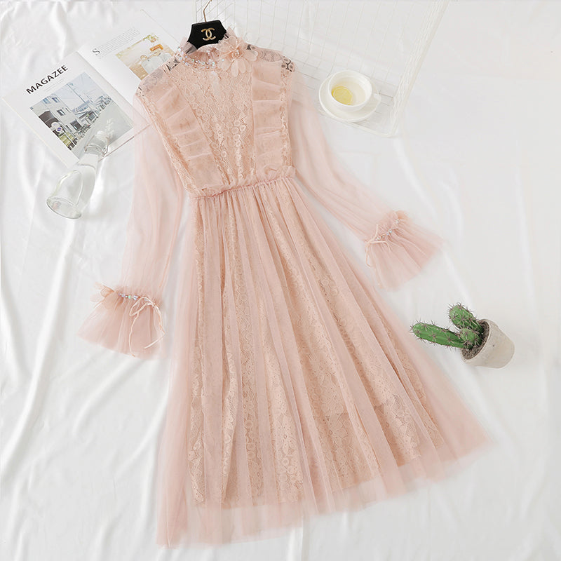 Robe en dentelle fleurie tridimensionnelle de l'industrie lourde style minoritaire français 4325