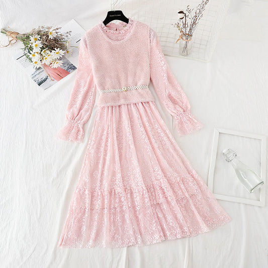 Lace dress light mature temperament skirt children  4067