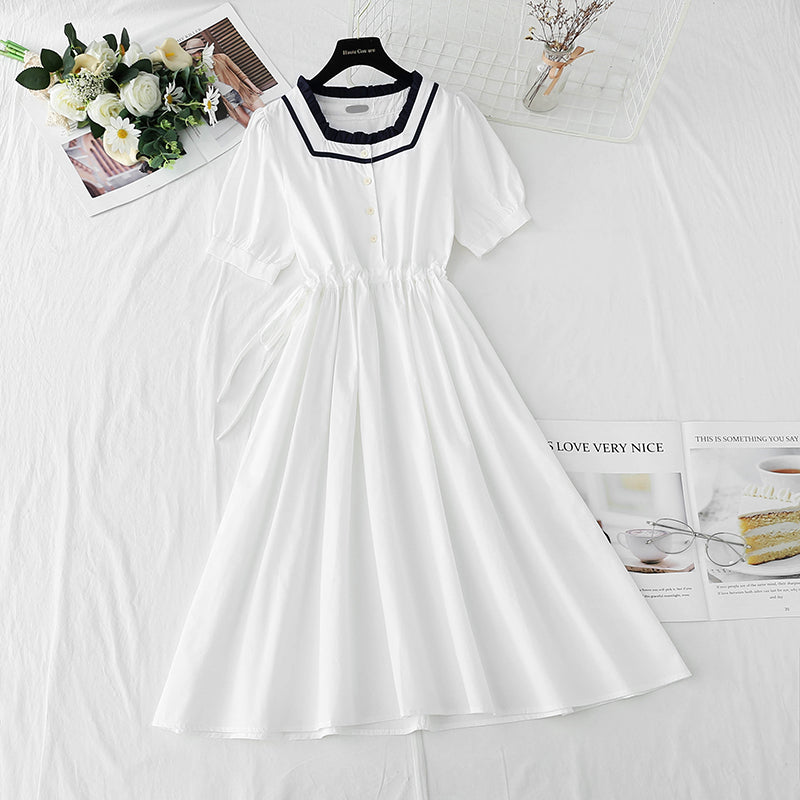 Robe rétro française en coton et lin 4267