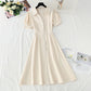 Robe rétro à col en V, taille fine, pause thé 4265