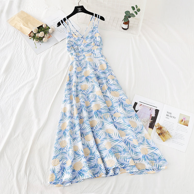 Robe en mousseline de soie à fleurs cassées pour femme, jupe premier amour française rétro super fée 4108