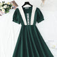 French Retro Tea Break temperament waist length skirt A-line skirt  4249