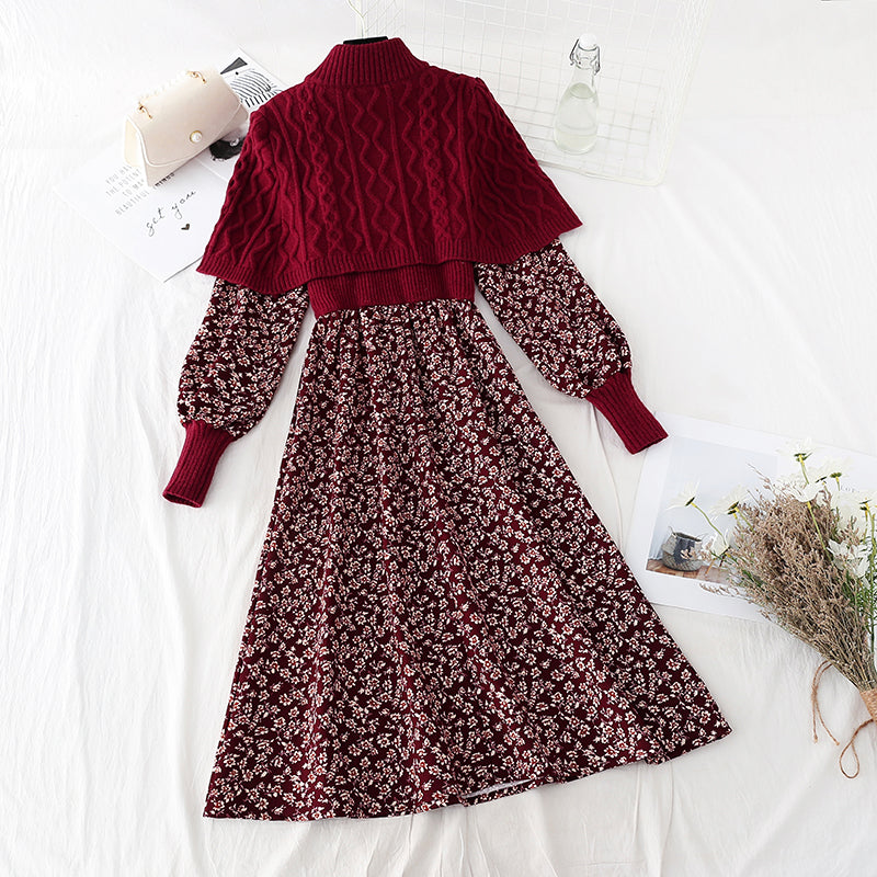 Robe en maille piquée en velours côtelé 4076