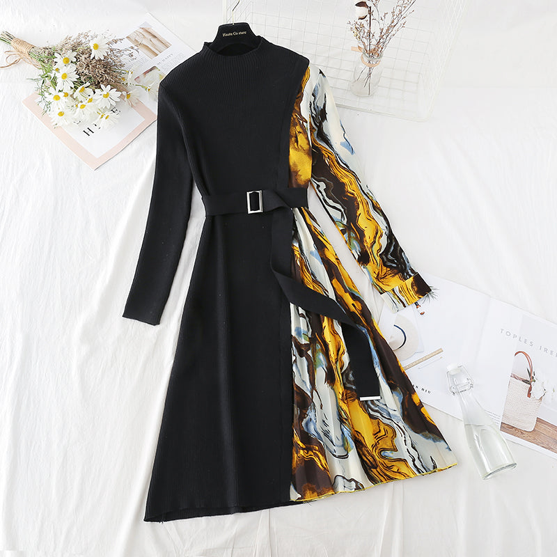 Coupe slim avec lacets patchwork et jupe inférieure à l'intérieur 4078