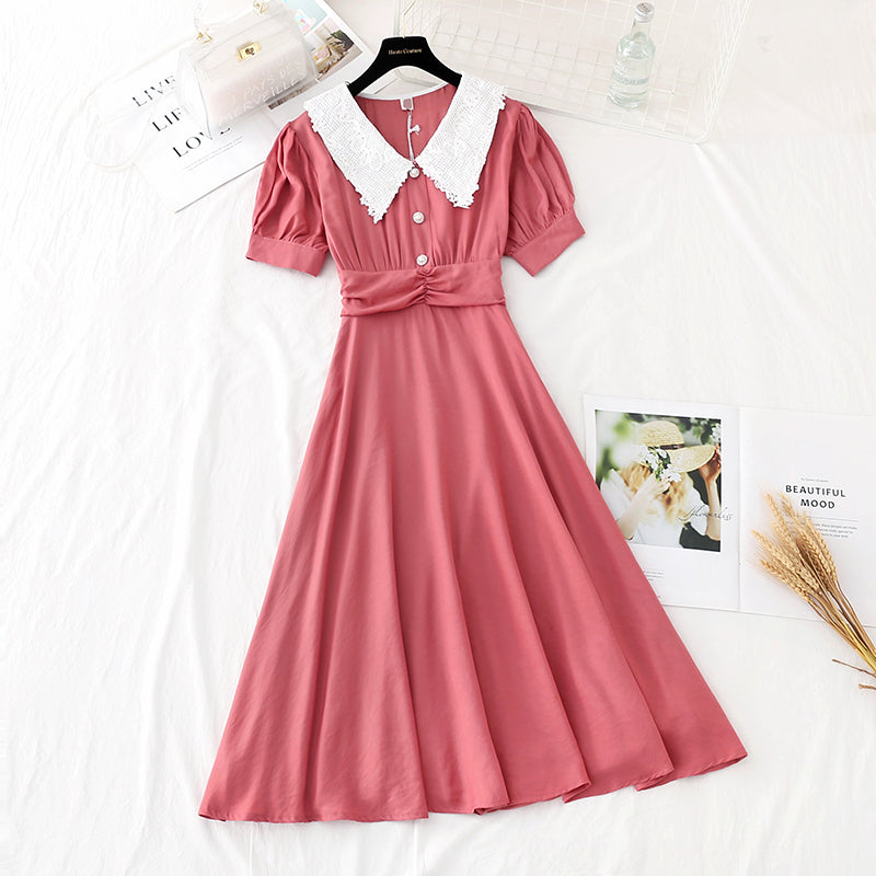 La nouvelle taille rétro française montre un tempérament mince, une déesse fan Fairy Dress 4159