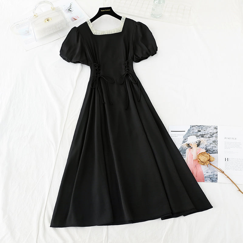 Nouvelle jupe de fée slim taille haute rétro française à col carré 4226