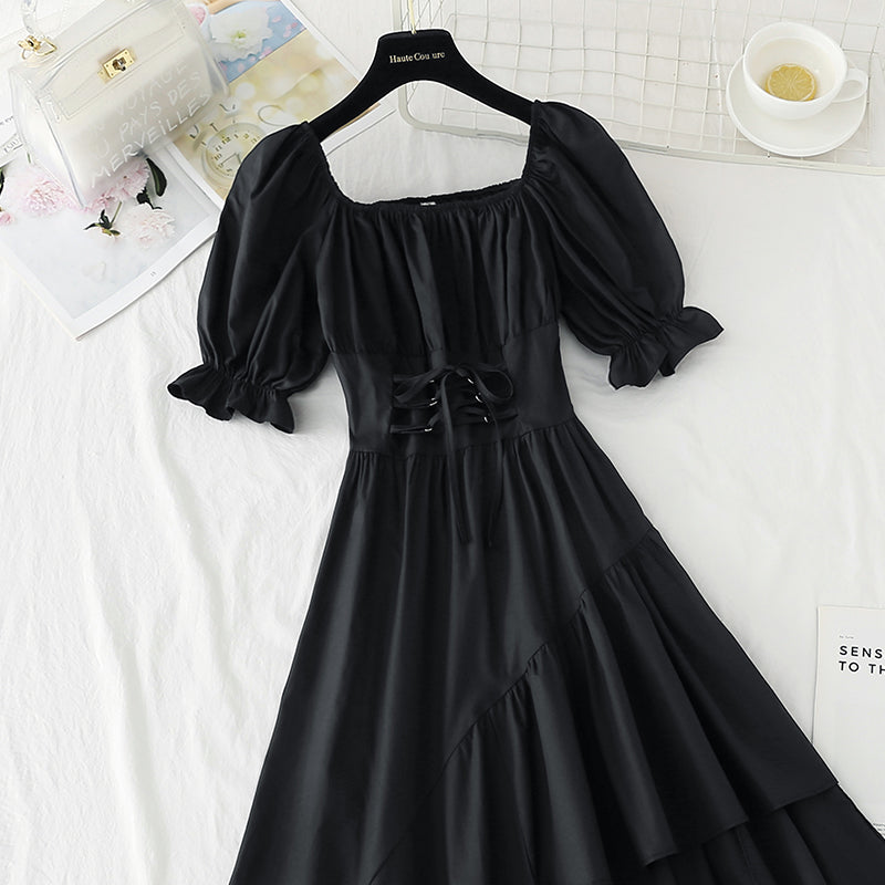 Robe moulante irrégulière à taille bandage et épaules dénudées 4233