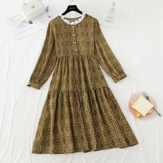 Lace lace collar button high thin waistband dress waist  3931