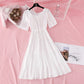 Cotton linen dress shows thin French retro skirt  4145