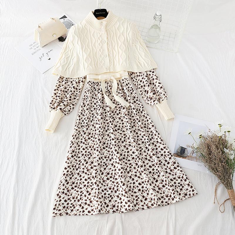 Robe en maille piquée en velours côtelé 4076
