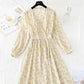 Chiffon dress is slim, light and mature, floral skirt  4083