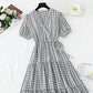 Robe rétro française à col en V et taille fine 4269