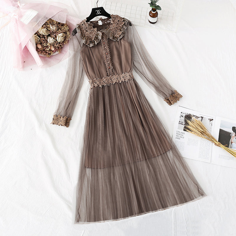 Ensemble deux pièces avec bretelles en maille fleurie et dentelle 3963
