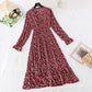 Retro broken flower pleated Korean version waist fairy long skirt  3814