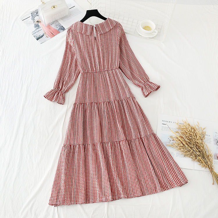 Robe coupe vent douce féerique en treillis français premier amour taille haute 3892