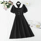 Robe en coton et lin à manches bouffantes et col poupée 4272
