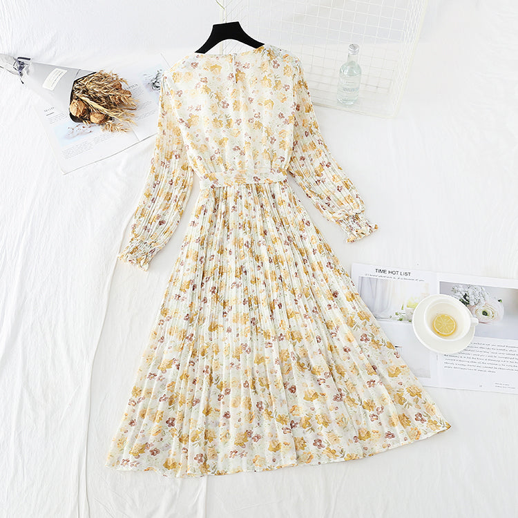 Robe fleurie coupe vent douce pour femme Robe de fée en mousseline de soie 3861