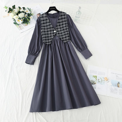 Cover your belly and look thin Korean fashion light cooked two-piece vest skirt  3915