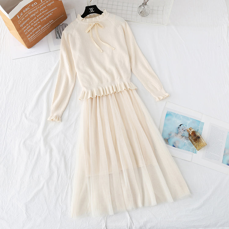 Robe en maille à bretelles volantées 3946