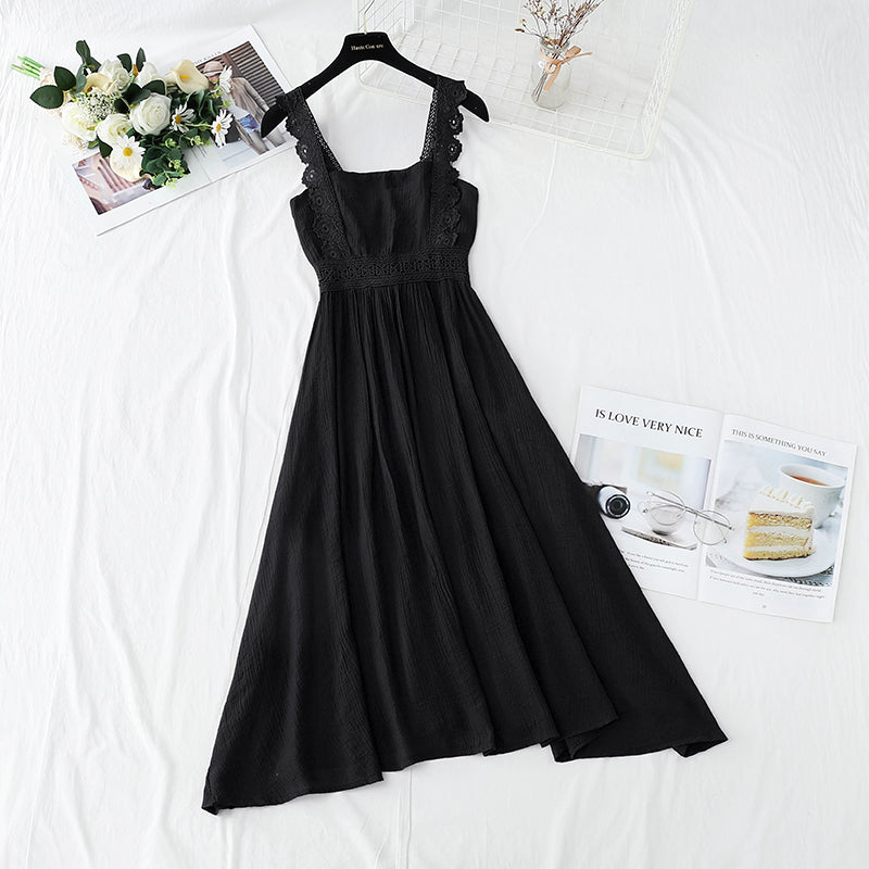 New French first love retro gentle suspender dress  4132