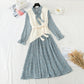Suit knitted vest Pleated Chiffon Skirt two piece long skirt  3909