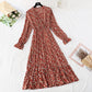 Retro broken flower pleated Korean version waist fairy long skirt  3814