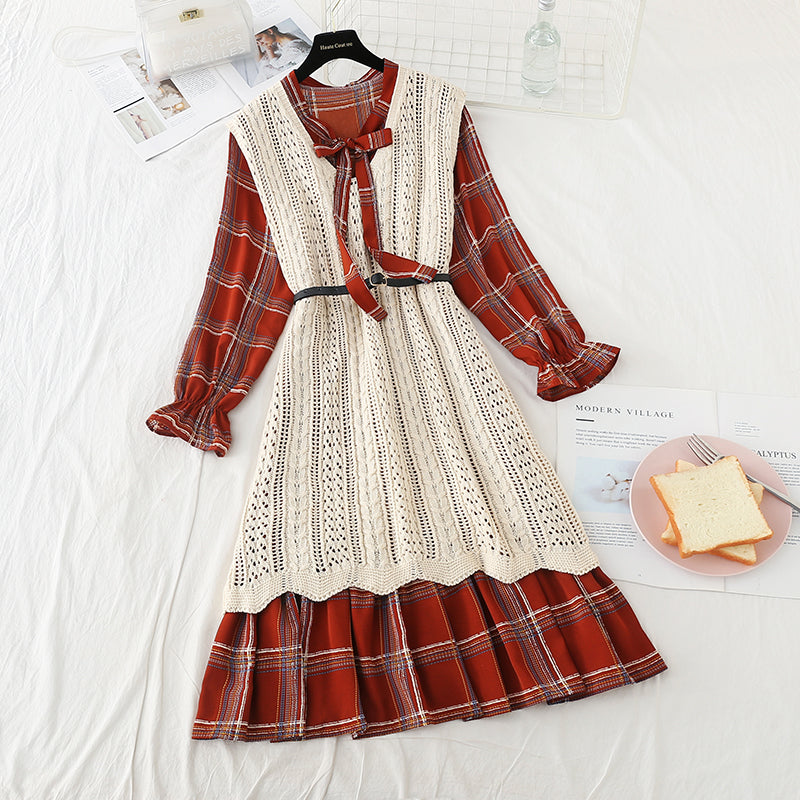 Robe en mousseline de soie rouge Fashion Net pour femme 3865
