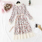 Printed French retro pleated slim waist skirt  3967
