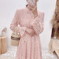 Robe de fée fine à manches longues et col rond en dentelle ajourée taille haute 3872