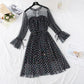 Robe en maille à pois et dentelle à vagues douces 4039
