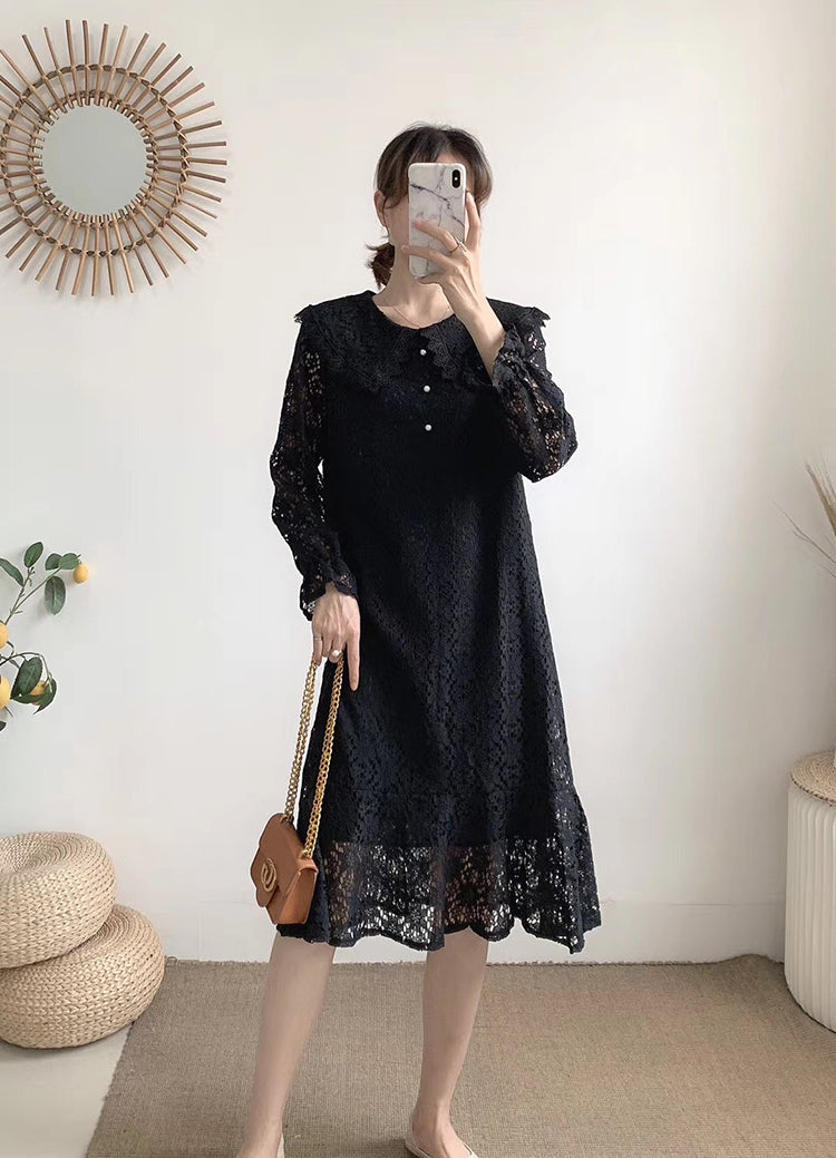Jupe longue unie à revers découpés et lacets à la taille, coupe slim au-dessus du genou, 3905