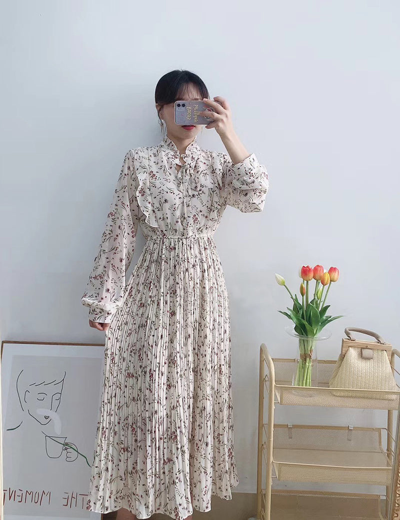 High waist thin fairy gentle wind snow spinning floral skirt  3897
