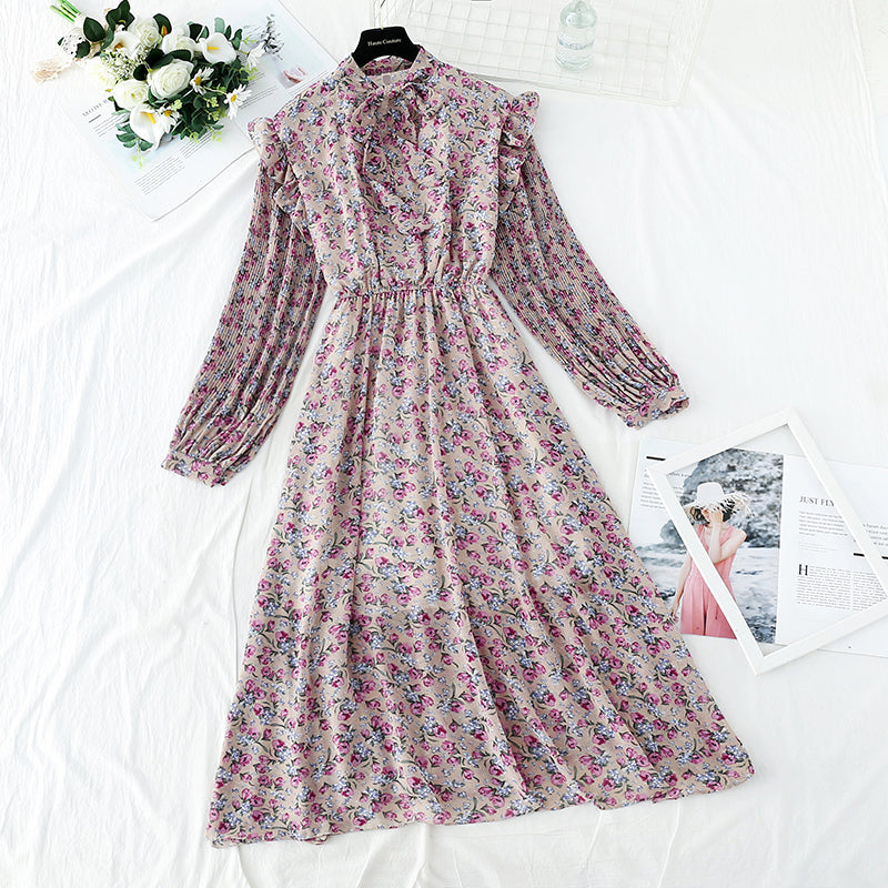 La nouvelle robe en mousseline florale pour femme est ajustée à la taille 3907