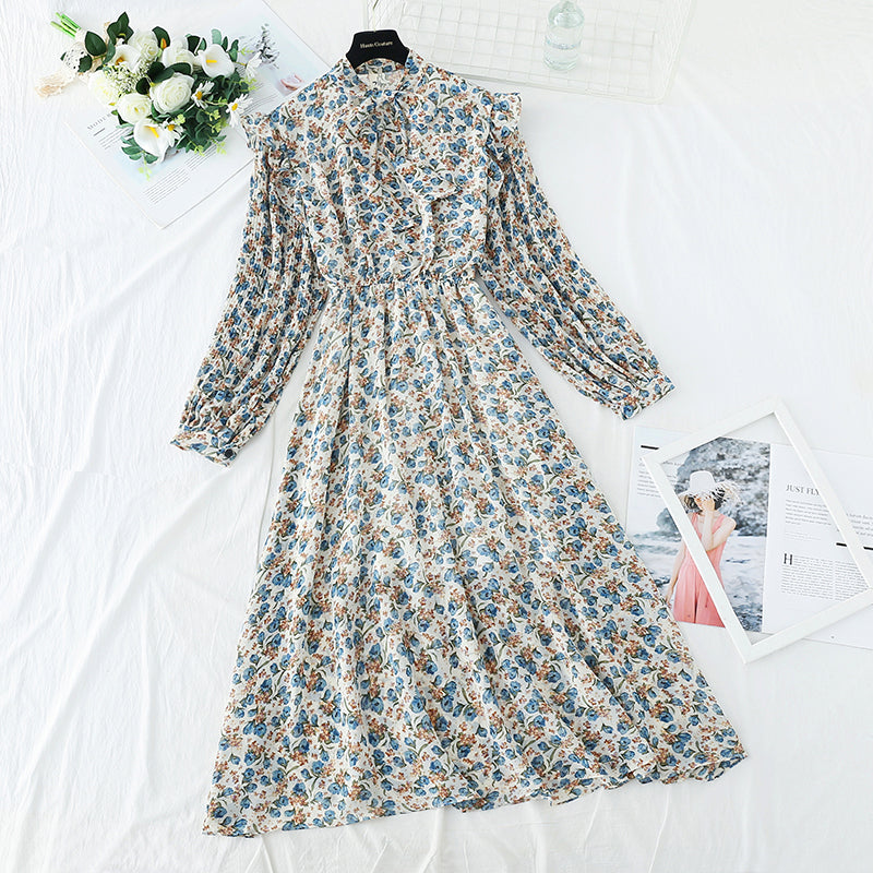 La nouvelle robe en mousseline florale pour femme est ajustée à la taille 3907